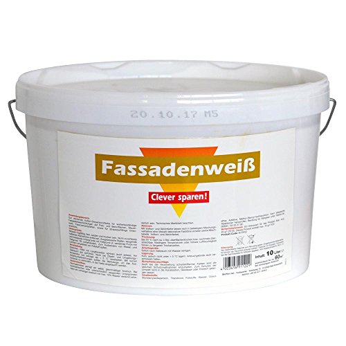 Clever Fassadenweiss, 10 l, weiß/matt/wetterbeständige Fassadenbeschichtungen auf Putz und Betonflächen, Mauerwerk