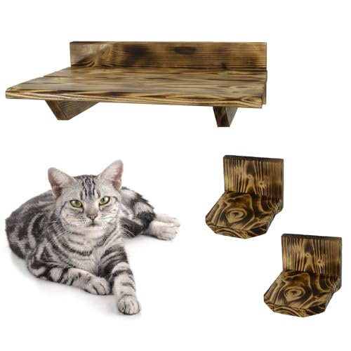 Katzenliege Kletterwand Wandmontage Katzenmöbel Klettern Katzenwand Katzentreppe Katzenstufen Set geflammt 2 Stufen + 1 Bett