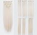 SWACC Women 22 Inches Straight Full Head 7 Separate Pieces Heat Resistance Synthetic Hair Clip in Hair Extensions (Platinum Blonde-60#)
