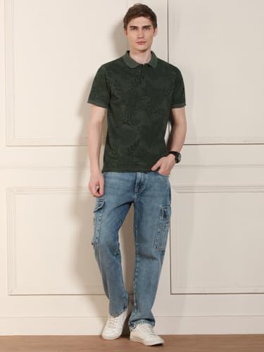Image of Dennis Lingo Mens Printed Polo Neck Half Sleeves Regular Fit T-Shirts