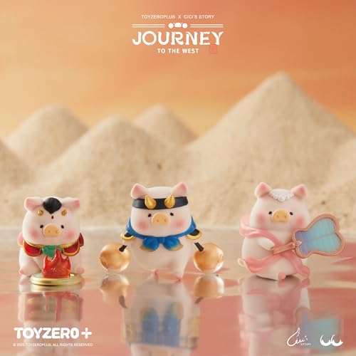Image of TOYZERO + Lulu The Piggy Blind Box Figures - Journey to The West Series Blind Boxes Mystery Box Cute Figures Collectible Toys Animal Figurines Home Desk Decorations Holiday Birthday Gifts, Single Box
