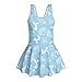 Fonplted Blue Girls Modest Swimwear Lightweight Girls One Piece Swimsuit Sun Protective Girl Bathing Suit with Skirt for All Day Comfort
