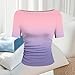 UHBYGV Sexy Off the Shoulder Tops Women Ruched Summer Short Sleeve Shirts Ribbed Slim Fitted Trendy Going Out Tops Blouses Pink