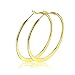 14K Yellow Gold Plated Big Flattened Hoop Earrings For Women Girls 50mm Huggie Hooped Hypoallergenic 2inch