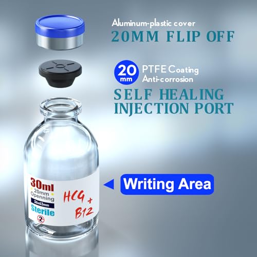Ks-Tek Sterile Empty Vials with Self Healing Injection Port,with Flip Off Aluminum Cap,Sterile Package (30ml,10)