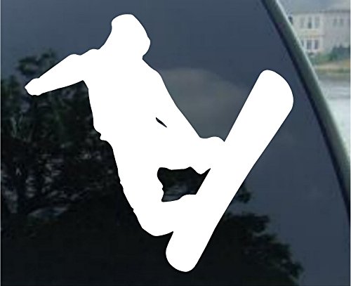SoCoolDesign Jumping Snowboarder Car Window Vinyl Decal 5' Wide (White)