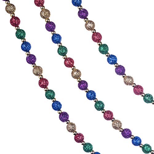 Klikel Red Green and Gold Multi-Color Beaded Garland for Christmas Tree with Glitter