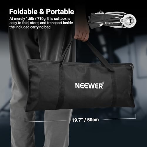 NEEWER Basics Softbox Octogonal con Soporte Bowens, 17,7 Pulgadas, Cierre rápido, Caja Blanda, Kit de iluminación con Rejilla, Compatible con Aputure 150c Godox SL60w, para FS300C FS150B HB80C CB200C - imagen 7