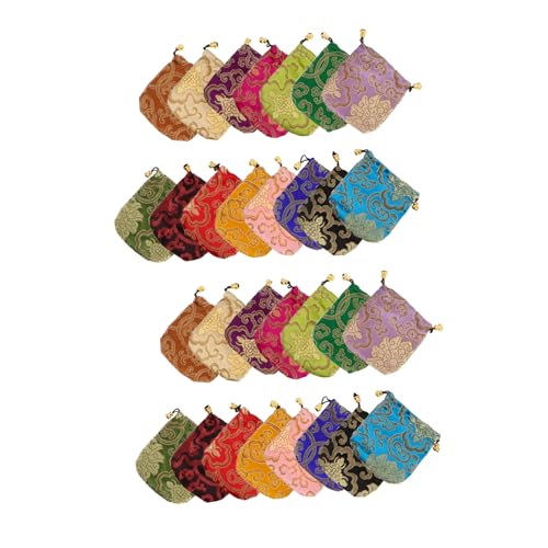 HOLIDYOYO 30個古風錦? シルク刺繍 巾着袋 伝統バッグ ジュエリー収納 ポーチ コインパース ラッピング用 風サシェ お祝いパーティー用
