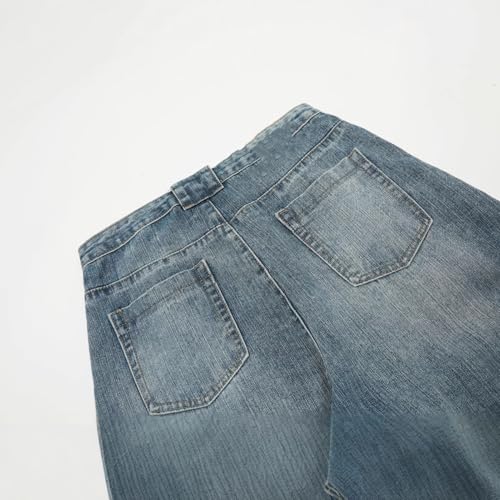 Women's Ladies Casual Baggy Jeans Wide Leg Mid Waist Denim Pants Boyfriend Loose Streetwear Trousers4