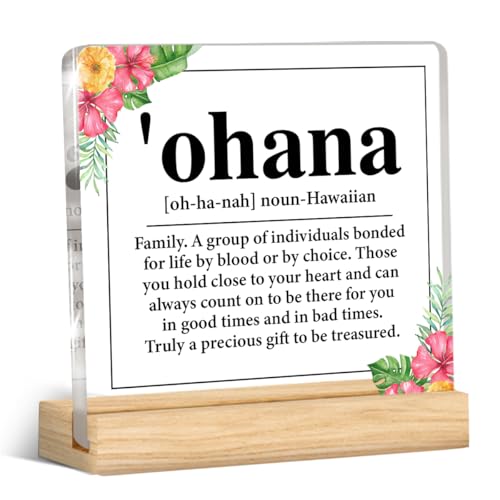 Ohana Desk Decor Family Quotes Ohana Means Family Acrylic Decorative Sign Hawaii Gift for Women Mom Friends