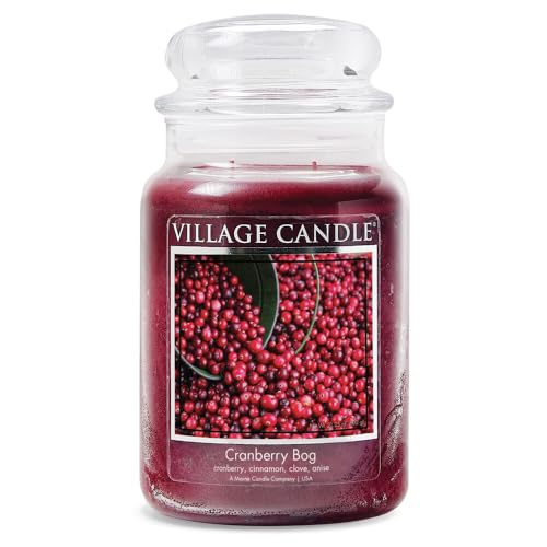 Village Candle Cranberry Bog, Large Glass Apothecary Jar, Scented Candle,