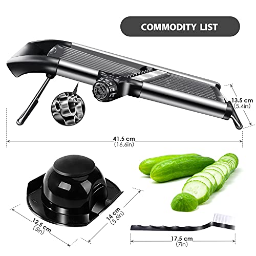 Image of Myiosus Adjustable Mandoline Slicer, Stainless Steel Mandoline Vegetable Slicer Julienne Cutter, Kitchen Professional Mandolin Slicer with Safety Gloves and Cleaning Brush