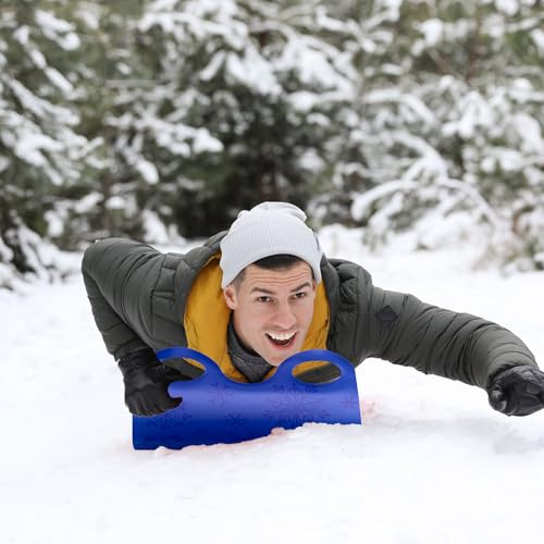 Leyndo 4 Pcs 54\" Large Snow Sled for Adults Flexible Flying Carpet Snowflake Slider Mat Sledding Equipment Snow Lightweight Roll up Snowboard for Christmas Winter Ski Outdoor (Dark Blue,Light Blue) - Thumbnail 6