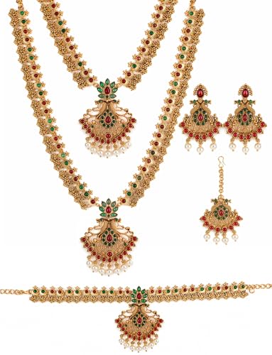 Image of Shining Diva Fashion Stylish Fancy Pearl Choker Traditional Jewellery Set for Women | Temple Necklace Set | Festive Wedding Party Necklace | 22k Gold Plated | Just Like Original Gold Jewellery