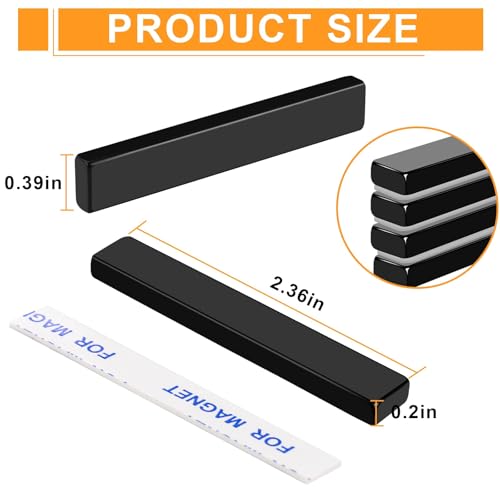 Image of MIKEDE Black Magnets, 30 Pack Strong Neodymium Magnet Bar, Heavy Duty Rare Earth with Adhesive Backing, Powerful Bar for Crafts Kitchen DIY Science Office - 2.36 x 0.39 x 0.2in