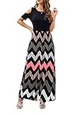 Kancystore Women's Short Sleeve Floral Maxi Dresses Cold Shoulder Dress with Pockets (Pattern 2, S)