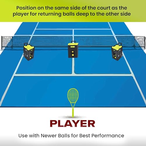 Tennis Ball Cannon Portable Tennis Ball Machine (Only Weighs 22lbs) for Beginners - Dual Motor for Top Spin and Backspin, 50+ Balls, Max 45MPH, 4+ Hours Play with Rechargeable Lithium Battery