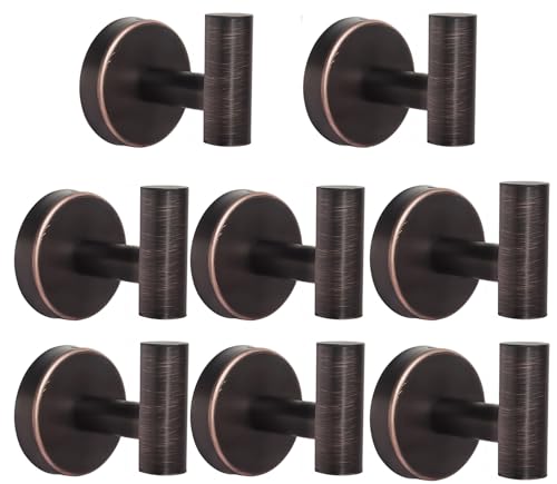 Image of Homagic 8 Pcs Bathroom Robe Towel Hooks Coat Wall Hook Stainless Steel Heavy Duty Door Hanger Towel Robe Clothes Cabinet Closet Sponges Hook for Bathroom Bedroom Kitchen Hotel Pool (Red Bronze)