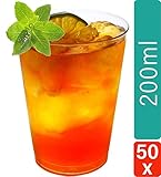 🥂 TOP QUALITÄT: 50 Stück stabile Mehrwegbecher mit einem Fassungsvermögen von 200ml. Durchmesser Oben: 7,2cm | Höhe: 9,4cm | Farbe: Transparent - Glasklar