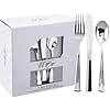 WDF 180 Pieces Silver Plastic Silverware - Silver Plastic Cutlery - Fancy Plastic Silverware Heavy Duty - 60 Forks 60 Knives 60 Spoons - Disposable Plastic Utensils Perfect for Party/Wedding