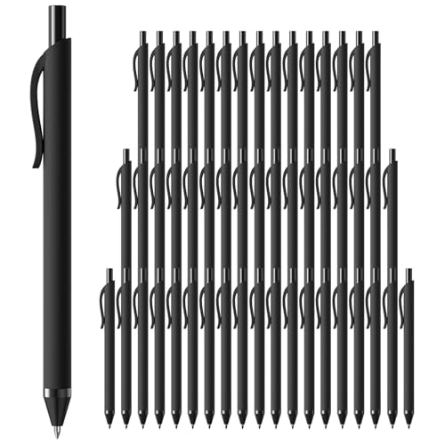 InkSlick 50 Pack Black Ink Pens - Bulk Pens, 1.0MM Medium Point Ballpoint Pens, Smooth Writing No Bleed Retractable Ball Point Pen (Black)