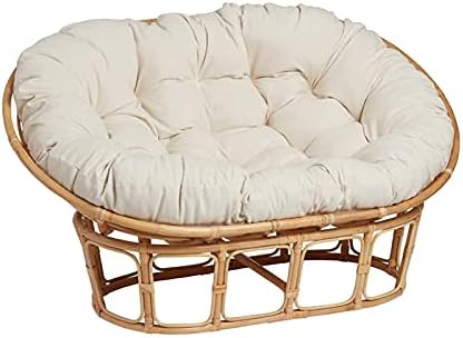 Double Papasan Cushion,Waterproof Hanging Basket Replacement Twill Cushion for Outdoor Patio Seat Cushion Garden Cushions Indoor Chair Pad-White 65×45 inch