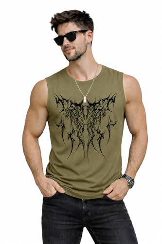 Image of JUGULAR Tank Tops Sleeveless T-Shirt for Men Gym Wear Vest Printed Stylish Round Neck Running for Sports Workout Fitness & Casual or Beach Wear