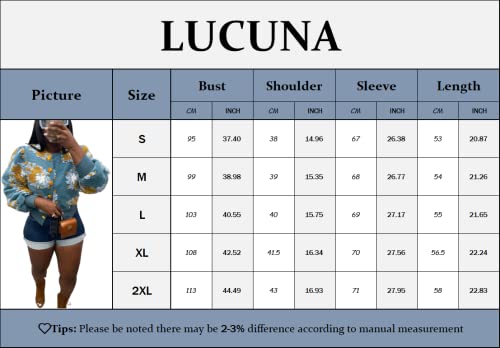 Lucuna Women's Fuzzy Fleece 3D Floral Button Down Crew Neck Loose Fluffy Bomber Jacket Coat Outerwear #TOP5