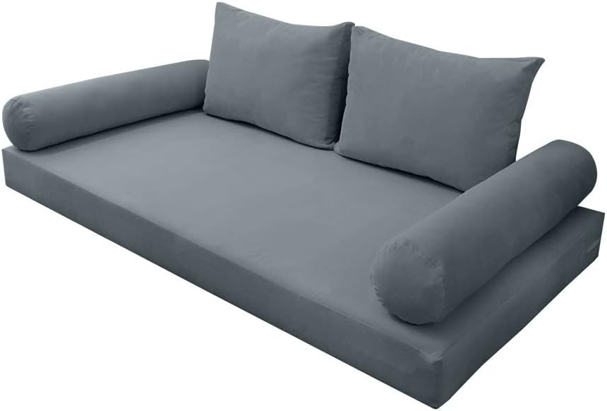 Prolinemax Style V1 Full Size Velvet Knife Edge Indoor Daybed Bolster Pillow Cushion Mattress Fitted Sheet |Cover ONLY| AD347