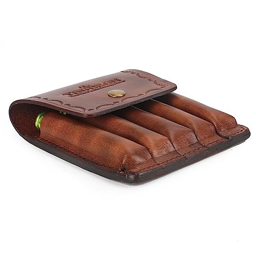 TOURBON Hunting Leather Rifle Cartridge Holder 5 Round Ammo Wallet Pouch (Vintage Brown)
