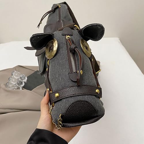 Bolso de hombro divertido y bolso de animales con forma de caballo para salir de compras 7