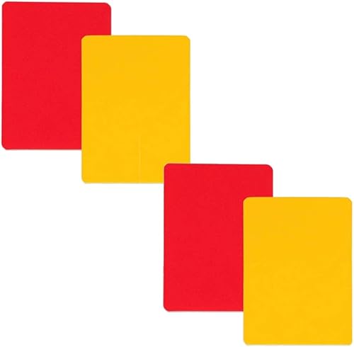 Champion Sports Juego de dos tarjetas de árbitro - 1 tarjeta roja 1 tarjeta amarilla (paquete de 4)