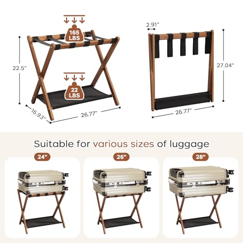 Fully Assembled Bamboo Luggage Racks Set of 2