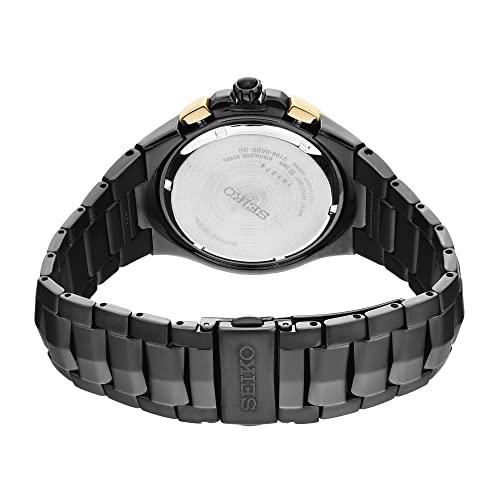 Image of Seiko Analog Black Dial Men's Watch-SSC573P1 Stainless Steel, Black Strap