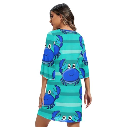 Robe de plage col en V bleu crabe masquant les imperfections - 2