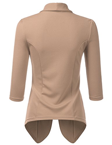 DOUBLJU Lightweight Thin 3/4 Sleeve Open Front Blazer Business Casual Deconstructed Jackets for Womens Clothes with Plus Size3