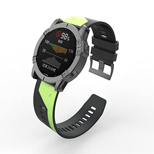 Bracelet 26mm Garmin Fenix 7X silicone Easyfit bicolore noir vert - 3