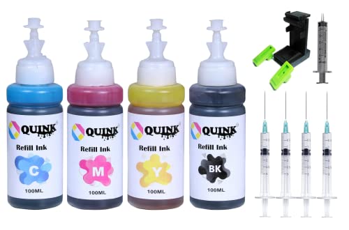 QUINK for 805 Ink Cartridge with Suction Tool for Printer Cartridges 803 805 682 802 678 901 818 21 22 680 27 703 704 685 862 920 808 960 Color Ink (Color KIT)