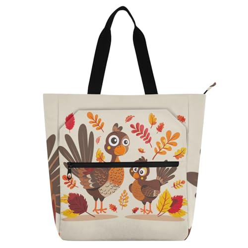 Bolsa de libro versátil para la universidad, la playa y compras con divertido estampado de pavo