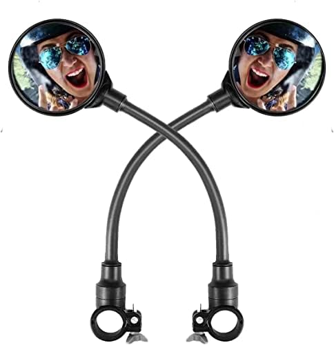 2 Pack Bike Mirror,Adjustable Rotatable Rear View Glass Convex Mirror Bicycle Mirrors,Handlebar Rear View Mirrors for Mountain Road Bike Bicycle Electric Motorcycle, BM1