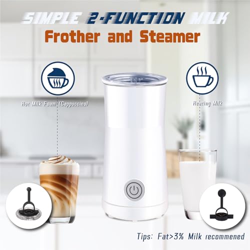 Simple Milk Frother, 2 in 1 Milk Steamer and Frother, Electric Milk Steamer, Milk Warmer and Hot Milk Foam Maker for Lat - Additional View
