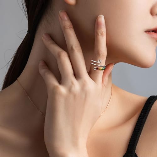 Rotatable Bead Fidget Ring Set - Adjustable Spinner Mood Rings, Cute Gifts for Women & Men3