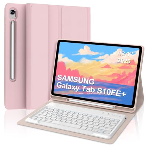Funda con teclado para tablet Galaxy Tab S10 FE+ para estudiar y trabajar en rosa