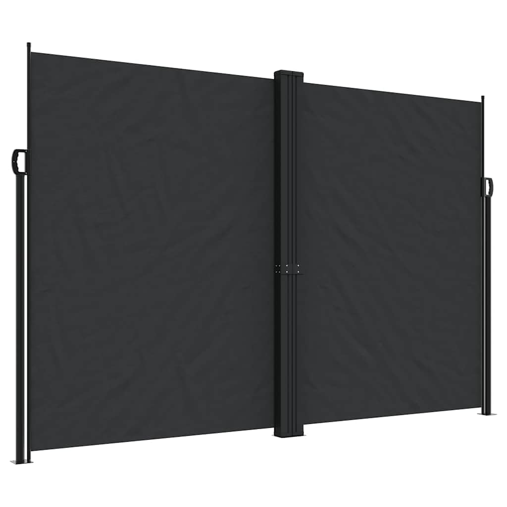 Brise-vue enroulable double 220x1200 cm avec mécanisme de rétraction fluide en acier noir