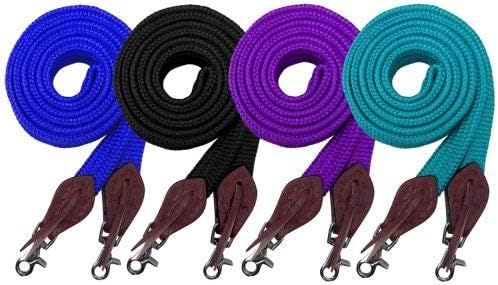 Showman Cuerda plana de algodón de 8 piesRiendas de barril con extremos a presión de tijera