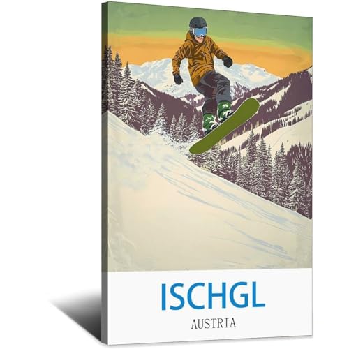 Ischgl poster de voyage vintage Autriche pour une décoration de chalet chic