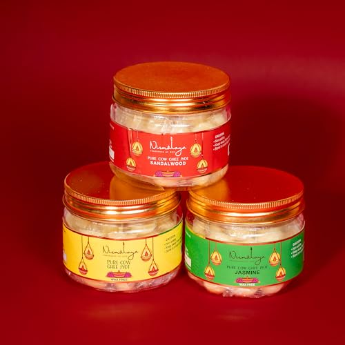 Image of Nirmalaya Premium Natural Ready to Use Pure Cow Ghee Jyot Diya Batti for Pooja | 35 Min Burn Time | with Real Rich Aroma | for Puja, Aarti, Festive, Home Fragrance | 100% Wax Free | 50 Battis Pieces