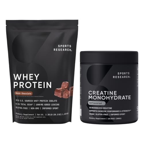 Sports Research® Bundle: Creatine Monohydrate and Whey Protein Isolate
