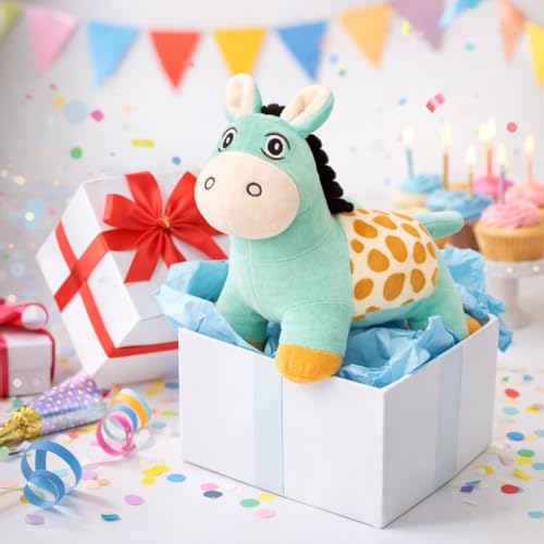 Image of Mint Green Donkey Soft Toy for Kids, 25 cm Length, 20 cm Height, 10 cm Width, Plush Stuffed Animal Toy for Baby Boys & Girls